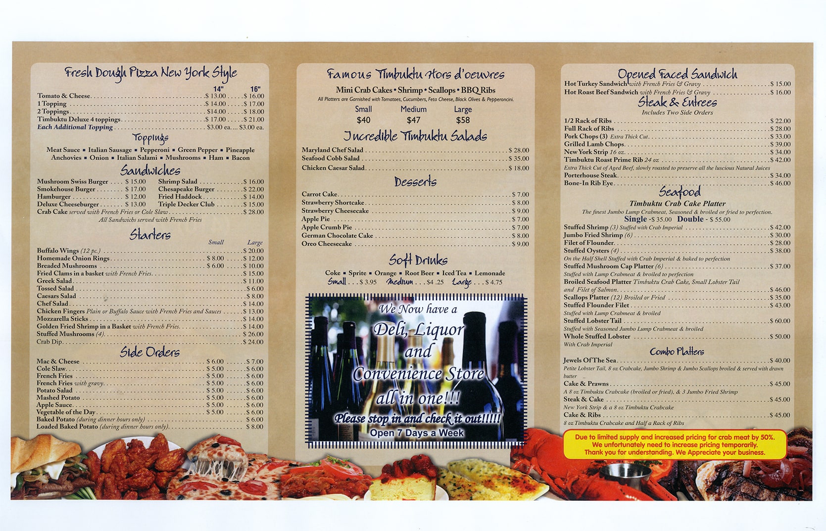 Timbuktu Restaurant Carry Out Menu Page 2 - Revised 111021
